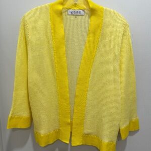 Pretty Yellow Kasper Open Front Summer Cardi, Size Large, NWT